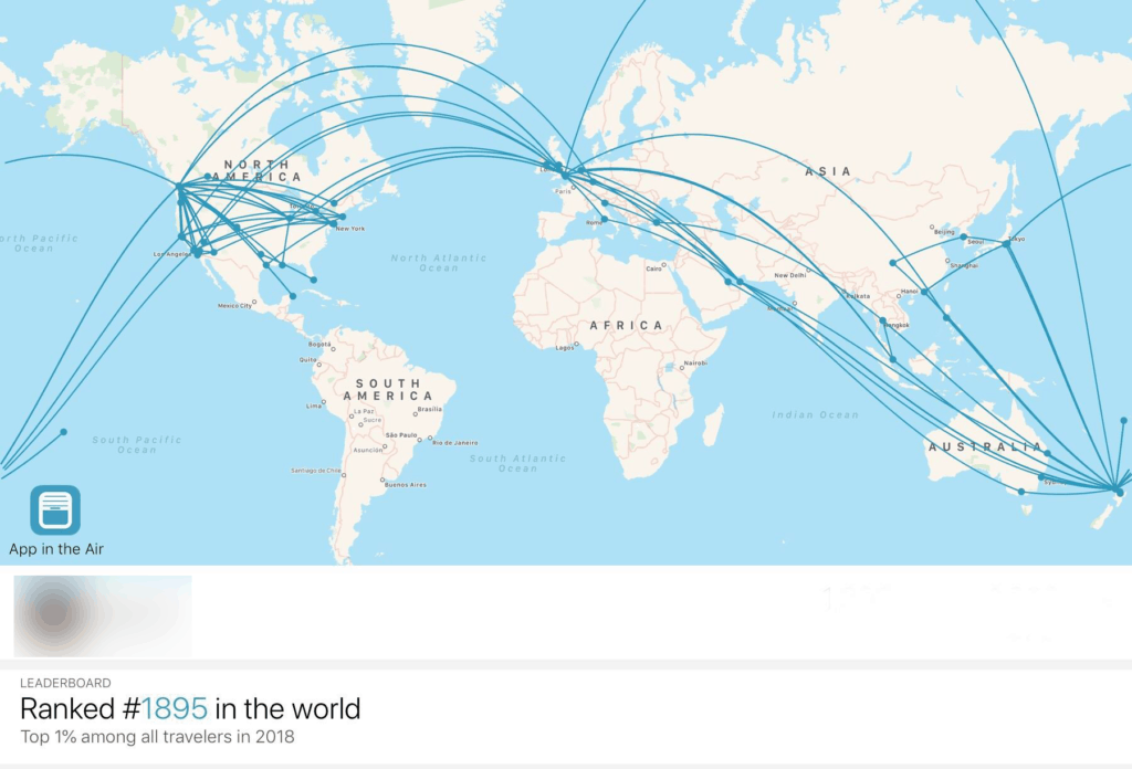 Map of flight paths and travel patterns